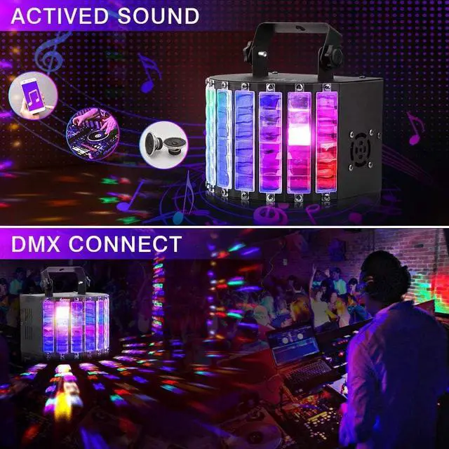 Alt view image 5 of 7 - DJ Party Stage Light - 27W Colorful DJ Lighting Beam Effect by Sound Activated DMX Remote Control for Church Wedding Birthday Party Music Dance Show Stage Lighting Decoration
