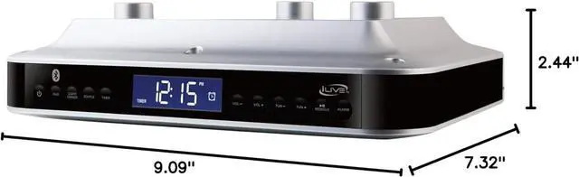 Alt view image 7 of 7 - Under The Counter Wireless Stereo Bluetooth Speaker, Digital Alarm Clock, Kitchen Timer, Dual HD Speakers, FM Radio LCD Display, LED Light, Easy Installation, Sleek Modern Home Décor