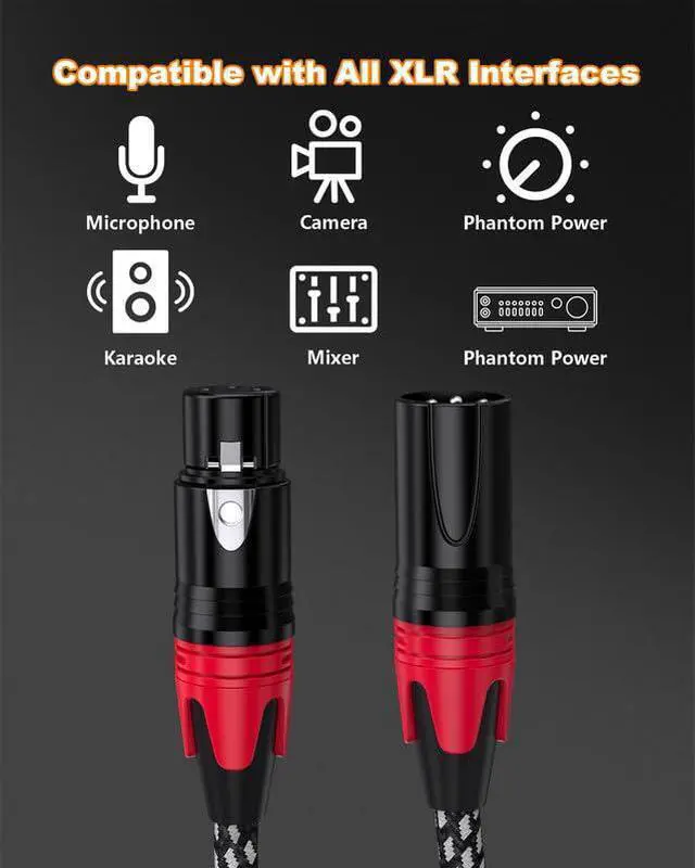 Alt view image 4 of 7 - 6 Pack XLR Cables 25ft Mic Braided Balanced Shielded XLR Microphone Cable Male to Female 3-Pin Colorful Connector for Microphones Recording, Audio Mixer, AmplifierSpeaker,Camcorder