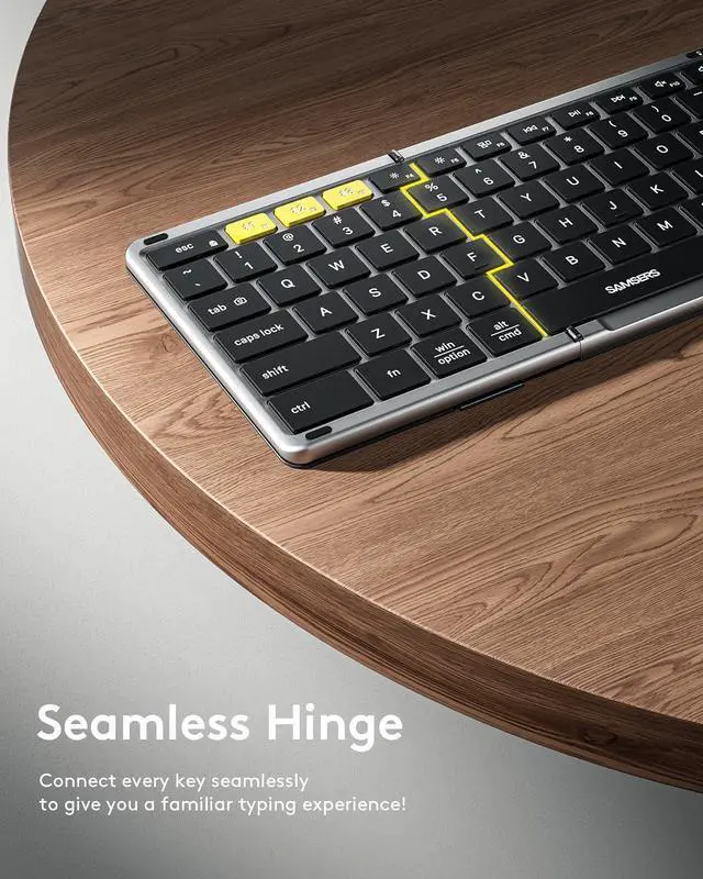 Alt view image 6 of 7 - Bluetooth Keyboard with Touchpad - Full-Size Folding Wireless Keyboard, Portable Travel for iOS/Android/Windows/Mac OS, Supports 3 Devices (BT5.1 x 3), Gray