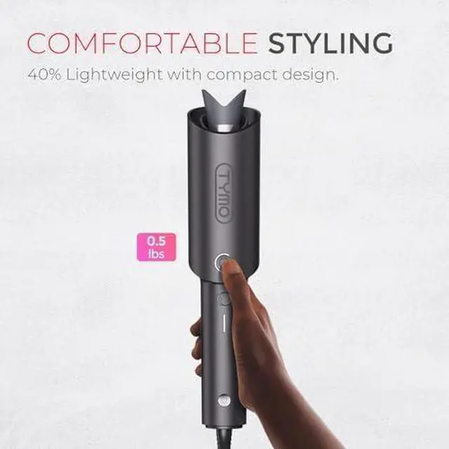 Alt view image 7 of 7 - Automatic Rotating Curling Iron - TYMO CURLPRO Beach Waves Curling Wand, Portable Hair Curler, 500 Million Ionic, Dual Voltage & Lightweight for Travel, Ceramic Coating, 1 Inch, Metallic Gray