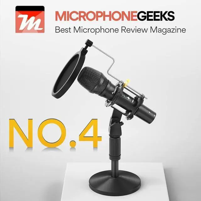 Alt view image 2 of 7 - USB/XLR Podcast Dynamic Microphone, Studio Mic Kit with Volume Control, Shock Mount, Pop Filter, Ideal for Vocal, Instruments Recording, Voice Over, Live Streaming (HD300T)