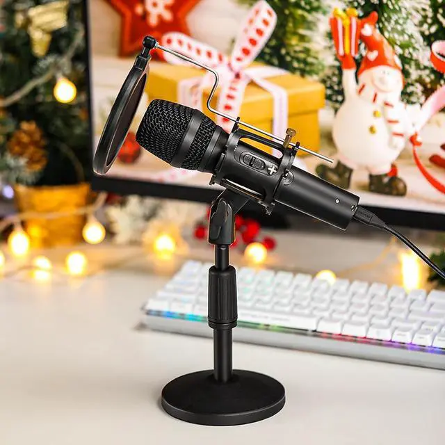 Alt view image 3 of 7 - USB/XLR Podcast Dynamic Microphone, Studio Mic Kit with Volume Control, Shock Mount, Pop Filter, Ideal for Vocal, Instruments Recording, Voice Over, Live Streaming (HD300T)