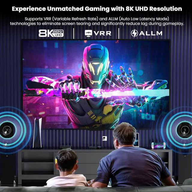 Alt view image 2 of 7 - HDMI 2.1 Switch 4 in 1 Out 8K@60Hz 4K@120Hz, 4 Ports HDMI Switcher Splitter Selector with Remote, Support HDCP 2.3 HDR 10+ Dolby Vision/Atmos 48Gbps CEC for  TV Game PC PS Pro Xbox Roku