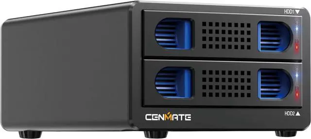 Main image of Dual Bay Hard Drive RAID Enclosure with Cooling Fan for 2.5/3.5" SATA HDD/SSD with USB A/C 3.0 Cable, 3.5 Hard Drive Enclosure Support 40TB,4 RAID Modes,Tool-Free HDD Enclosure
