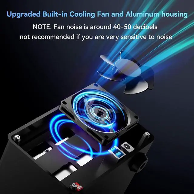 Alt view image 4 of 7 - Dual Bay Hard Drive RAID Enclosure with Cooling Fan for 2.5/3.5" SATA HDD/SSD with USB A/C 3.0 Cable, 3.5 Hard Drive Enclosure Support 40TB,4 RAID Modes,Tool-Free HDD Enclosure