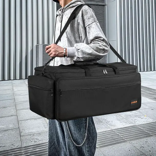 Alt view image 6 of 7 - Cable File Bag DJ Gig Bag Cord Organizer Case with Detachable Dividers for Laptop,DJ Gear, Sound Instrument Accessories Blue