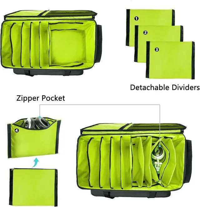 Alt view image 2 of 7 - Dj Cable Bag-24 Large Dj Cable File Bag-Dj Cabel Organizer Case-Travel Gig Bag-DJ Gear Bag for Dj Accessories-Dj Equipment Case with Padded Bottom and Divdiers