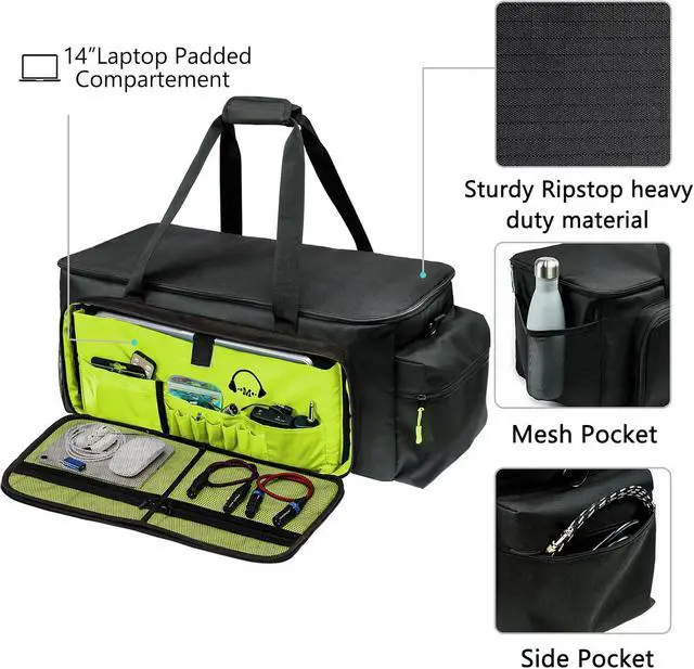 Alt view image 3 of 7 - Dj Cable Bag-24 Large Dj Cable File Bag-Dj Cabel Organizer Case-Travel Gig Bag-DJ Gear Bag for Dj Accessories-Dj Equipment Case with Padded Bottom and Divdiers