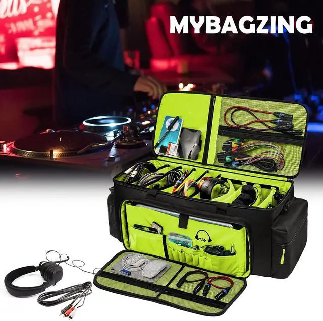 Alt view image 7 of 7 - Dj Cable Bag-24 Large Dj Cable File Bag-Dj Cabel Organizer Case-Travel Gig Bag-DJ Gear Bag for Dj Accessories-Dj Equipment Case with Padded Bottom and Divdiers