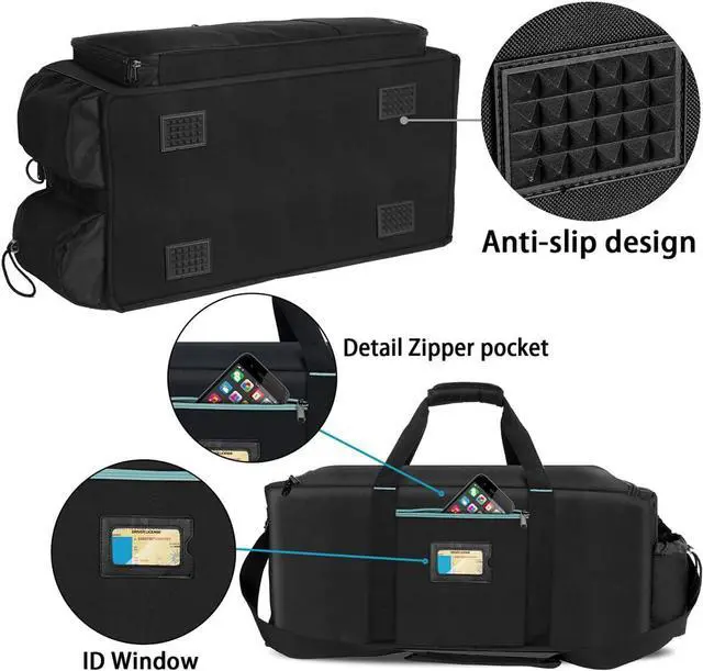 Alt view image 5 of 7 - Large DJ Bag Built-in Sturdy Support Board, DJ cable bag with 9 Detachable Divider & Padded Shoulder Strap, gig bag for Professional DJ Gear, Musical Instrument and Accessories