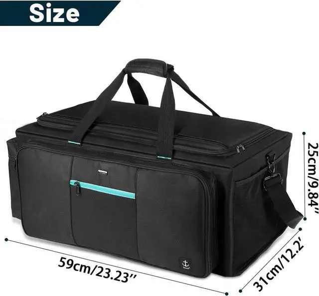 Alt view image 6 of 7 - Large DJ Bag Built-in Sturdy Support Board, DJ cable bag with 9 Detachable Divider & Padded Shoulder Strap, gig bag for Professional DJ Gear, Musical Instrument and Accessories