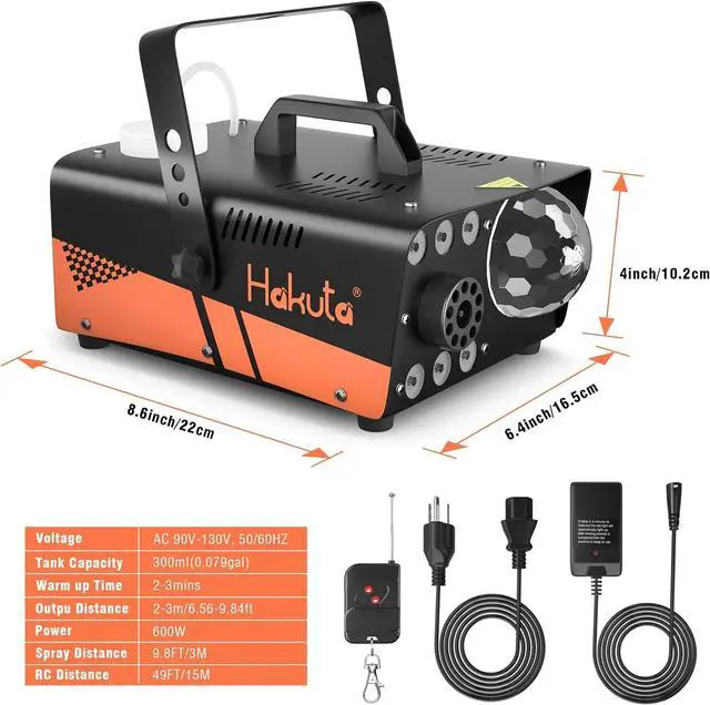 Alt view image 6 of 7 - Fog Machine, 600W Smoke Machine with Disco Ball Light and LED RGB Lights, 2300 CFM Spray with Auto Spray Function, Great for Halloween, Christmas, Wedding, Stage Performance and Parties