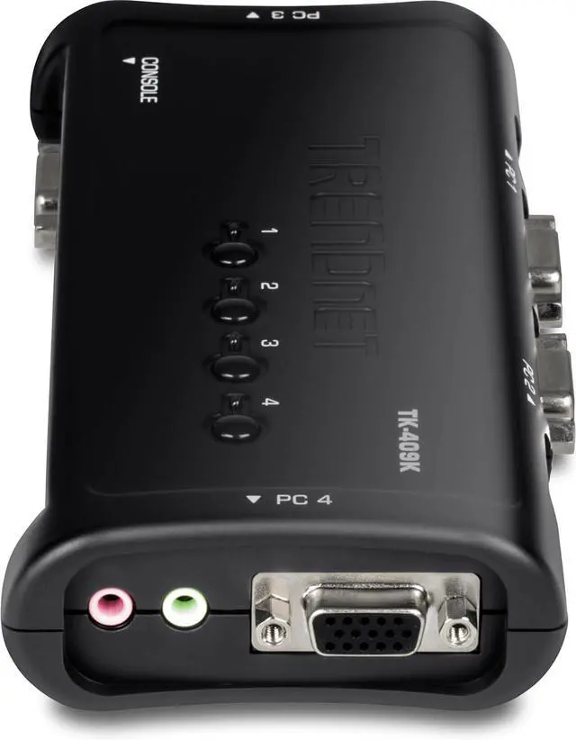 Alt view image 7 of 7 - TRENDnet 4-Port USB KVM Switch with Audio, Control Up to 4 Computers, Windows, Linux, Mac OS Compliant, 2048 x 1526 VGA Resolution, Plug and Play, USB Powered, KVM Cables Included, Black, TK-409K