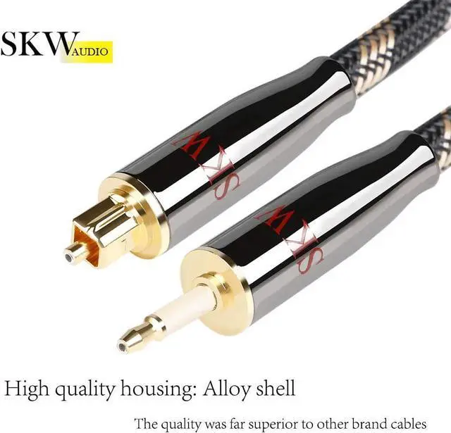 Alt view image 3 of 7 - Mini Toslink to Toslink Optical Digital Audio Cable Nylon 16.4ft/5M