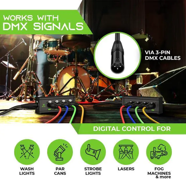 Alt view image 4 of 7 - 4 Channel Multi Network XLR/DMX/AES-EBU to Ethercon-Compatible RJ45 Cat5/Cat6 Ethernet Extender for Live Stage, Sound, Lighting, Audio Recording Studio (1 Pair: 4 XLR Male + 4 Female)