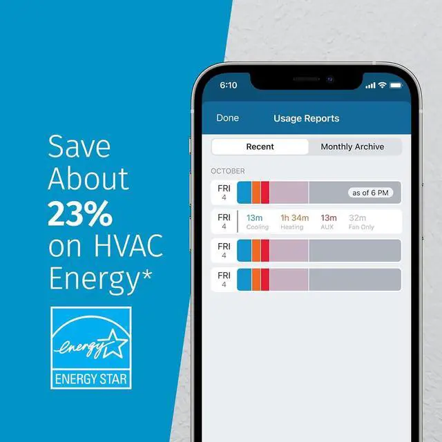 Alt view image 5 of 7 - Lite Smart Thermostat, Data Privacy, Programmable, Wi-Fi, Easy DIY, Works With Alexa, Energy Star Certified, ST25, Most Systems C-Wire Not Required, Except On Heat/Cool Only and Heat Pump System