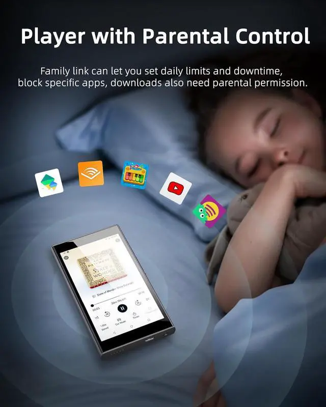 Alt view image 3 of 7 - 160GB MP3 Player for Kids with Parental Control, 5" Android MP4 Music Player with Spotify,  Music, Libby, Audible, Expandable up to 1TB