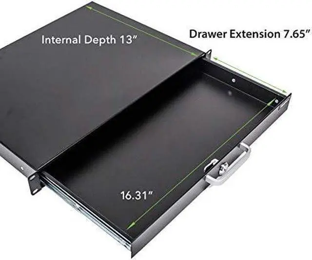 Alt view image 2 of 7 - Rack Mount Drawer for 19-Inch Server Cabinet Case Or DJ with Lock and Key 1U Black
