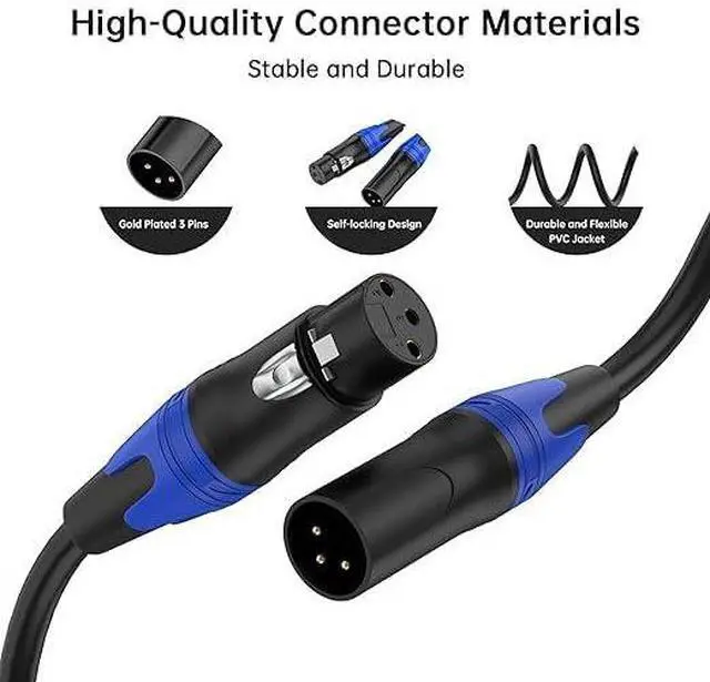 Alt view image 5 of 7 - 50ft 4 Packs - Premium Balanced Microphone Cable with 3-Pin XLR Male to Female Mic Speaker Cable, 4 Colors (Red, Yellow, Green, Blue), Pure Copper and 24K Gold-Plated Conductors