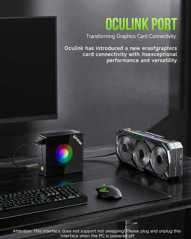 Alt view image 5 of 7 - Mini Computers  Ryzen 9 8945HS (Turbo 5.1GHz) 32GB DDR5 2TB SSD, Gaming PC Oculink, Dual NIC LAN 2.5G, WiFi 6, USB3.2, USB-C 4.0, BT5.2, DP, HDMI, Dual FanNucbox K11