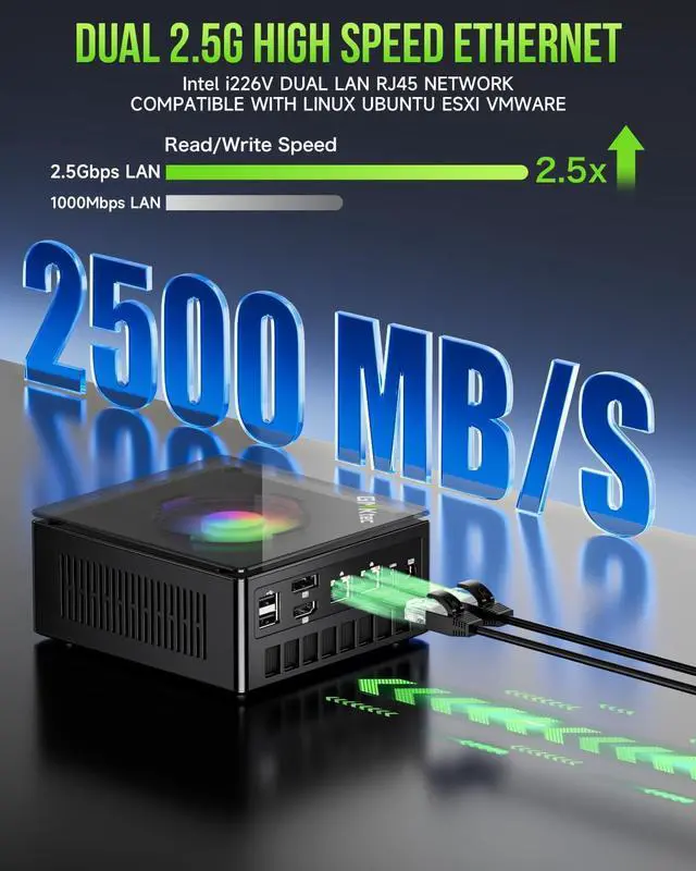 Alt view image 7 of 7 - Mini Computers  Ryzen 9 8945HS (Turbo 5.1GHz) 32GB DDR5 2TB SSD, Gaming PC Oculink, Dual NIC LAN 2.5G, WiFi 6, USB3.2, USB-C 4.0, BT5.2, DP, HDMI, Dual FanNucbox K11