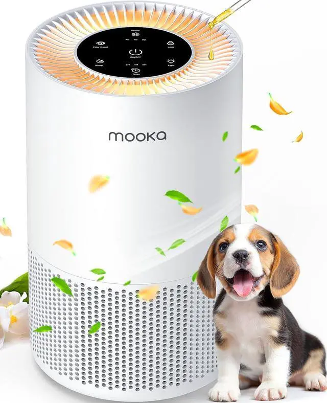 Main image of Air Purifiers for Home Large Rooms up to 1200ft², MOOKA H13 True HEPA Air Purifier for Bedroom Pets with Fragrance Sponge, Timer, Air Filter Cleaner for Smoke, Odor, Dander, Pollen (White)