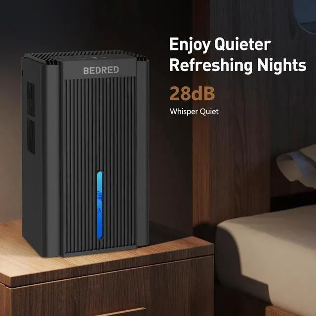 Alt view image 6 of 7 - 95OZ Dehumidifier for Home 1000 Sq.Ft - Quiet with Auto Shut Off & Relaxing 7 Color Ambient Light,Ideal for Livingroom, Bedroom, Basement(Black)