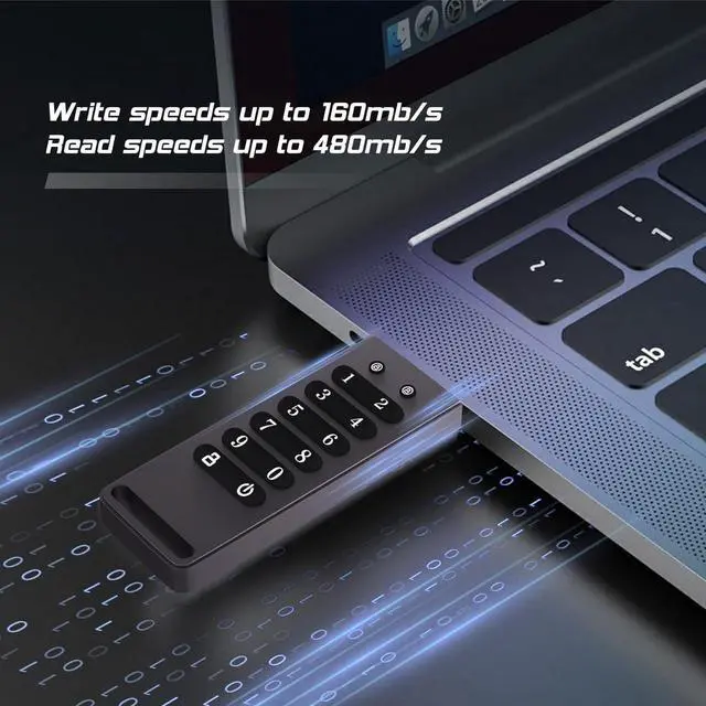 Alt view image 3 of 6 - Secure Flash Drive 256-bit, 64GB Encrypted USB Drive, USB 3.0 Hardware Encryption Flash Drive, Password Protected Flash Drive, Compatible for MAC/Windows/Linux/Embedded System-Gray