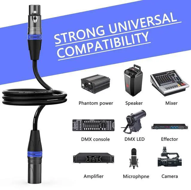 Alt view image 3 of 7 - XLR Cables 25ft 6 Pack, Professional XLR Microphone Cable Male to Female, Gold-Plated 3-pin X LR Speaker Cables Balanced Mic Cord, Multicolor