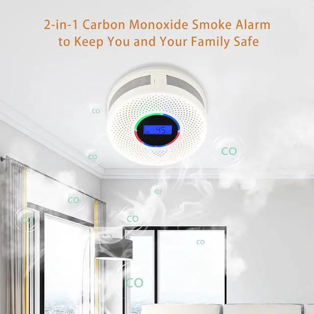 Alt view image 2 of 7 - 3Pack Upgraded Interlinked Smoke Carbon Monoxide Detector, Battery Powered&Wireless Interconnected Smoke and CO Alarm, Transmission Range of Over 820 ft (Includes Battery)