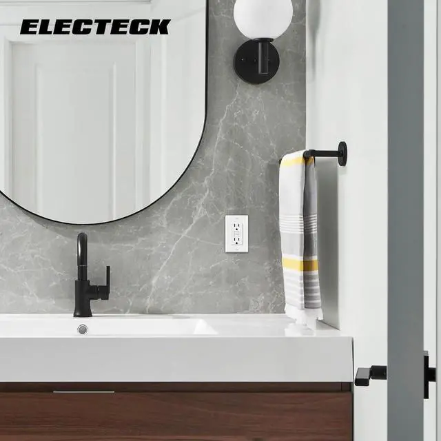 Alt view image 7 of 7 - ELECTECK 5 Pack GFCI Outlets 15 Amp, Non-Tamper Resistant, Decor GFI Receptacles with LED Indicator, Ground Fault Circuit Interrupter, Wallplate Included, ETL Listed, White