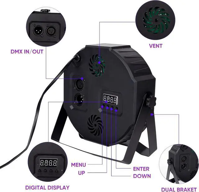 Alt view image 5 of 7 - DJ Par Lights for Party: 36 RGB LED Uplighting Stage Light with Sound Activated Remote DMX Control - Uplights Disco Lights for Parties Events Club Dance Stage Lighting