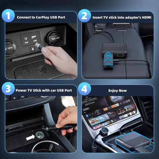 Alt view image 4 of 7 - Car TV Mate, Carplay HDMI Adapter Converter for Fire TV Stick, Google, Set-top Box, Screen Thrower, Game Consoles,HDMI Multimedia Adapter for Cars with Wired CarPlay from 2016,Plug & Play