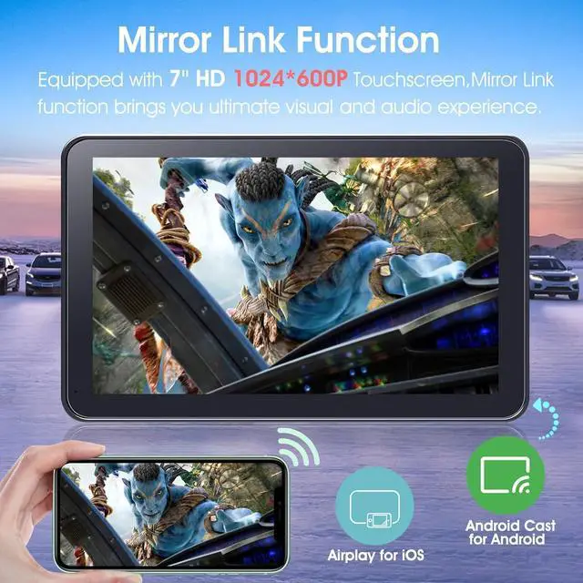Alt view image 4 of 7 - Portable Wireless Carplay Car Stereo, 7" HD Touchscreen for Car with Apple CarPlay & Android Auto with Backup Camera/Mirror Link/Voice Control/Bluetooth/GPS/AUX/FM Satellite Radio for All Vehicles