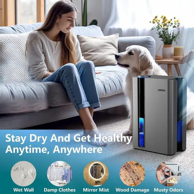 Alt view image 7 of 7 - 95oz Dehumidifiers for Home, 800 sq ft Dehumidifier Reusable Filter, Small Dehumidifier with Drain Hose, Dehumidifiers for Bedroom Bathroom Basements Closet RV