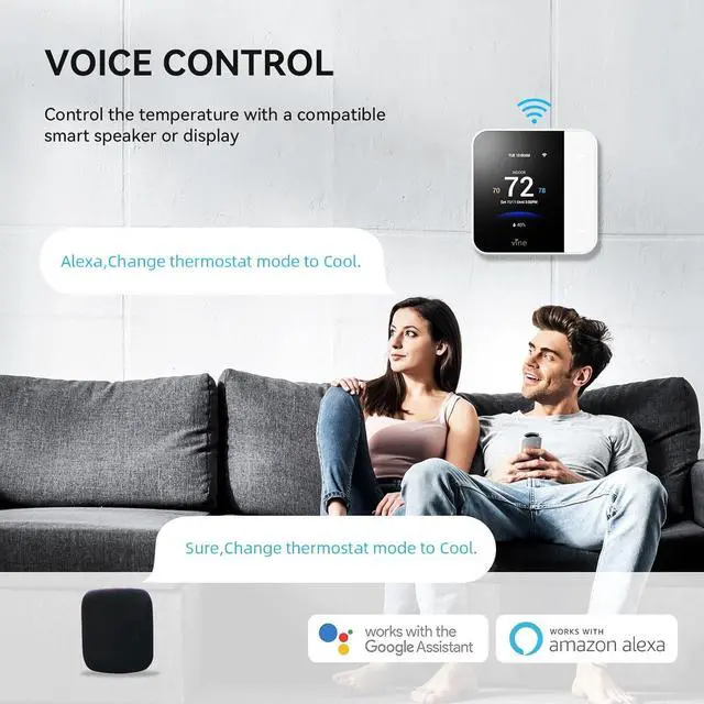 Alt view image 4 of 7 - Thermostat for Home with Touchscreen Color Display, WiFi Smart Thermostat Compatible with Alexa and Google Assistant, 7day/8period Programmable, Energy Saving, C-Wire Required, Screen Size 2.8"