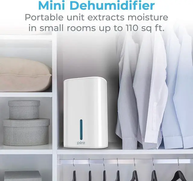 Alt view image 2 of 7 - Pure Enrichment PureDry Mini Dehumidifier - 27oz Compact Water Tank Eliminates 300ml/day of Excess Moisture from Closets, Bathrooms, Boats, Kitchens, and Other Small Rooms and Living Spaces