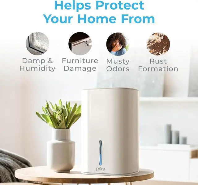 Alt view image 3 of 7 - Pure Enrichment PureDry Mini Dehumidifier - 27oz Compact Water Tank Eliminates 300ml/day of Excess Moisture from Closets, Bathrooms, Boats, Kitchens, and Other Small Rooms and Living Spaces