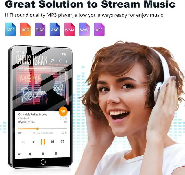 Alt view image 3 of 7 - 144GB MP3 Player with Bluetooth and WiFi, Android 13 OS MP3 & MP4 Players with 4" Touchscreen and Speaker, Spotify Music Players with Pandora, Audible,  Music, Play Store