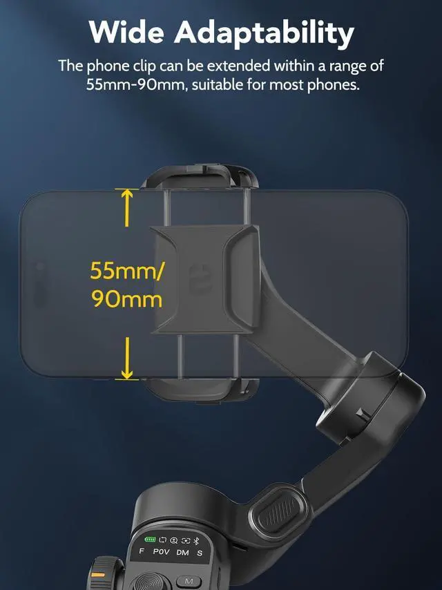 Alt view image 5 of 7 - Smart X2 Gimbal Stabilizer, 3-axis Smartphone Gimbal Built-in 20cm Extension Rod, Portable Smart Tripod w/OLED Screen, 360°Rotation Tracking Shooting, Video Recording, Black