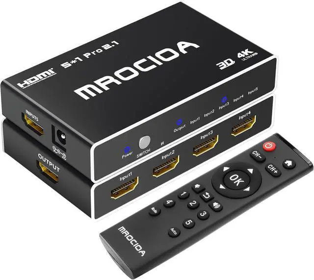 Main image of HDMI Switch 8k 60hz 4K 120hz/HDCP2.3/Multifunctional Remote/iOS App 5 in 1 Out, 2.1 Splitter for Auto Switch on off/eARC/Allm/Vrr/CEC/HDR10+/Dolby Vision. Switcher selector hub Adapter for Multi Port