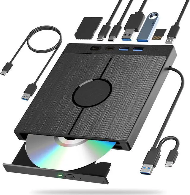 Main image of External Blu Ray Drive 7in1, Portable Blueray/DVD Drive for PC with USB 3.0/Type-C/SD/TF Card Ports, Support 100G Disc USB Blu Ray Drive External, Blu Ray Burner for Windows XP/7/8/10/11 Mac Laptop