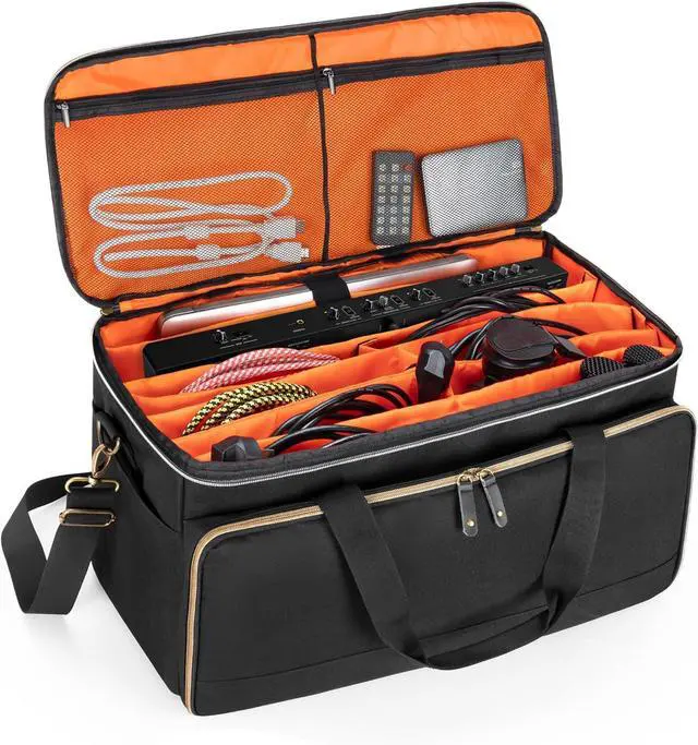 Main image of Large Travel DJ Cable File Bag with Inner Detachable Divider and Padded Compartment for 15.6 Laptop, Cable Organizer Bag for Cords, Sound Equipment, DJ Gear, Musician Accessories