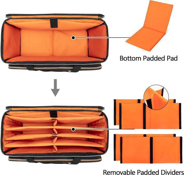 Alt view image 2 of 7 - Large Travel DJ Cable File Bag with Inner Detachable Divider and Padded Compartment for 15.6 Laptop, Cable Organizer Bag for Cords, Sound Equipment, DJ Gear, Musician Accessories