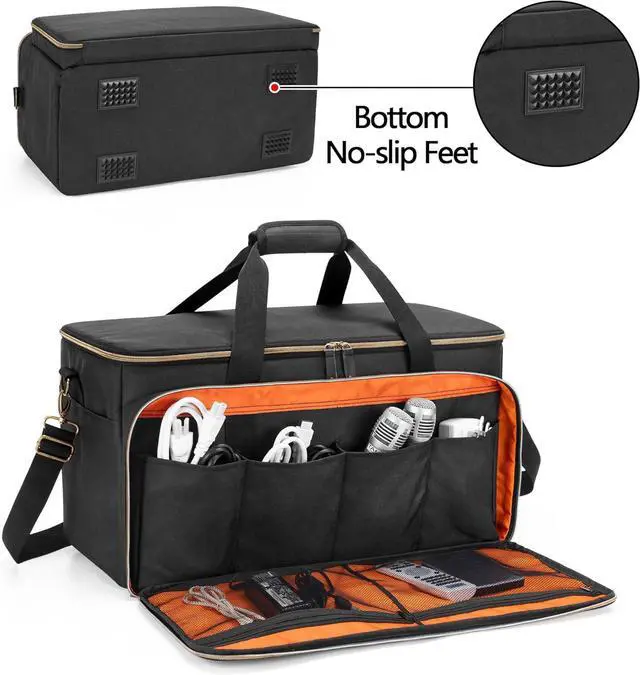 Alt view image 4 of 7 - Large Travel DJ Cable File Bag with Inner Detachable Divider and Padded Compartment for 15.6 Laptop, Cable Organizer Bag for Cords, Sound Equipment, DJ Gear, Musician Accessories