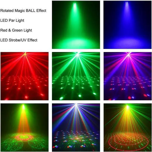 Alt view image 3 of 6 - Stage DJ Lights,  LED Effect Light 5 in 1 with Magic Ball, LED Par Pattern Lights and Strobe/UV, Great for Stage & DJ Lighting, Wedding Church Club Disco Party Lighting