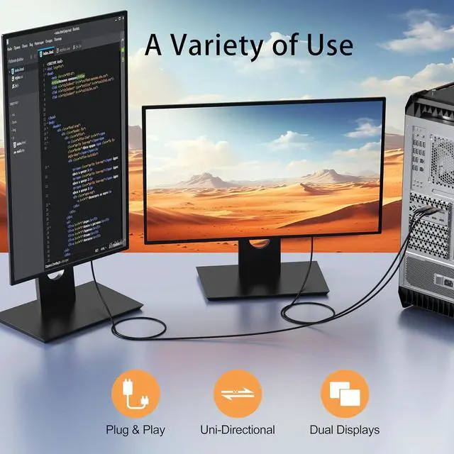 Alt view image 4 of 7 - 4K DisplayPort to HDMI Cable 3FT, 10-Pack, DP (Display Port) to HDMI Cable Adapter Gold-Plated 4K@30Hz High Definition, Supports Video and Audio for Computer, Monitor, HDTV, Projector