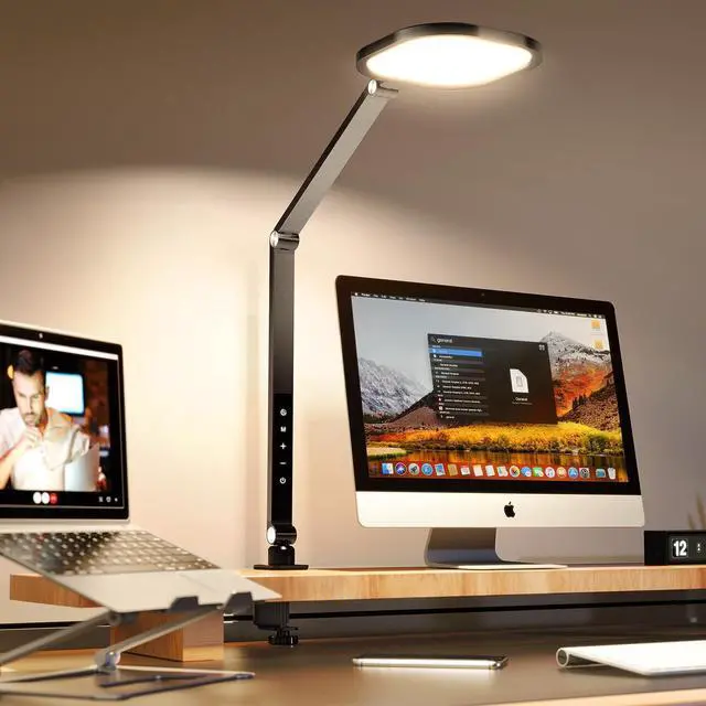 Main image of LED Desk Lamps for Home Office, 1200LM Adjustable Swing Arm Desk Light with Clamp, Memory & Timer, 3000K-6500K Computer Zoom Light for Video Calls, Conference, Streaming, Reading, Task Lighting