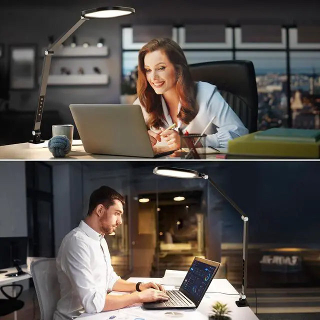 Alt view image 2 of 7 - LED Desk Lamps for Home Office, 1200LM Adjustable Swing Arm Desk Light with Clamp, Memory & Timer, 3000K-6500K Computer Zoom Light for Video Calls, Conference, Streaming, Reading, Task Lighting